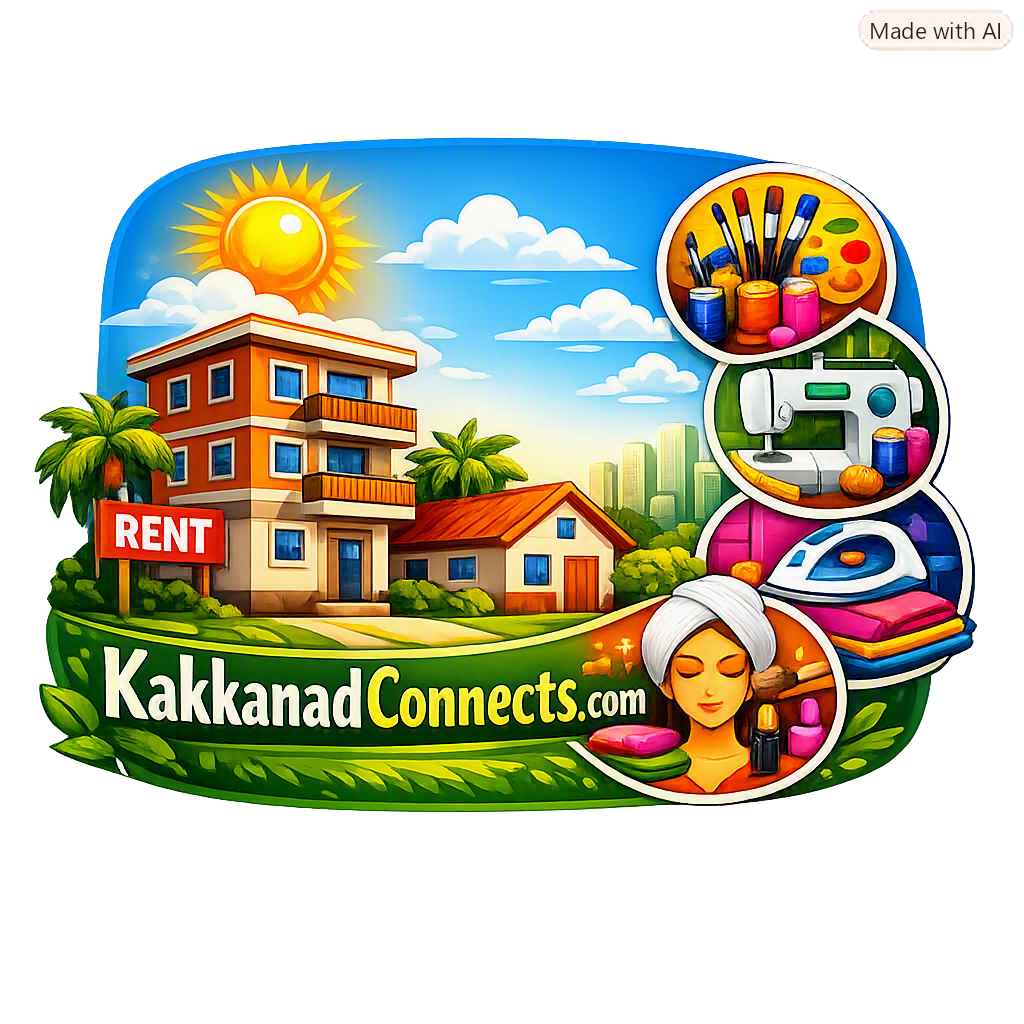 Kakkanad Connects illustration showing homes and local services